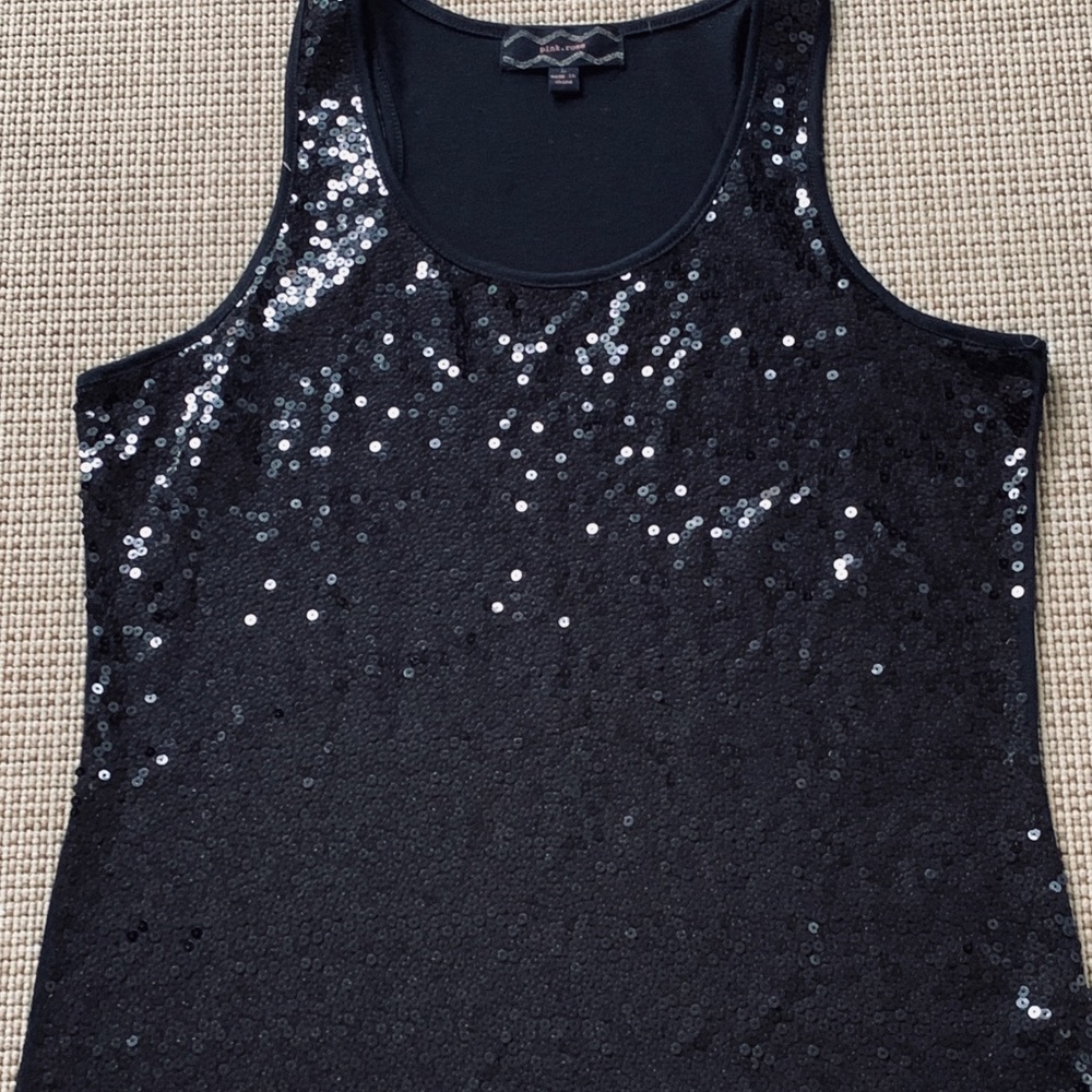 Black Sequin Tank Top... NWOT Size Large...